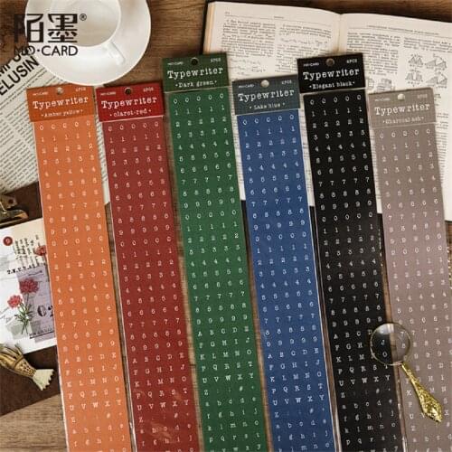 Long Strip Stickers Retro Ins Style Alphanumeric Journal Collage Paper Diary Scrapbook DIY Decorative Stickers Stationery
