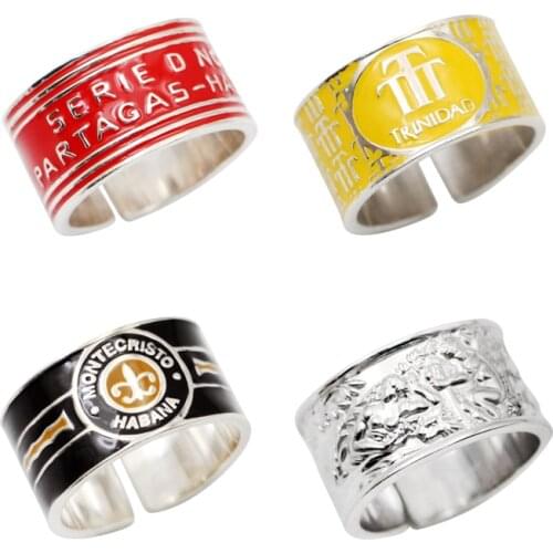 Elegant Pretty Cigar Ring Gold-Plated 925 Sterling Silver Ring Cigar Holder Jewelry For COHIBA Cigars