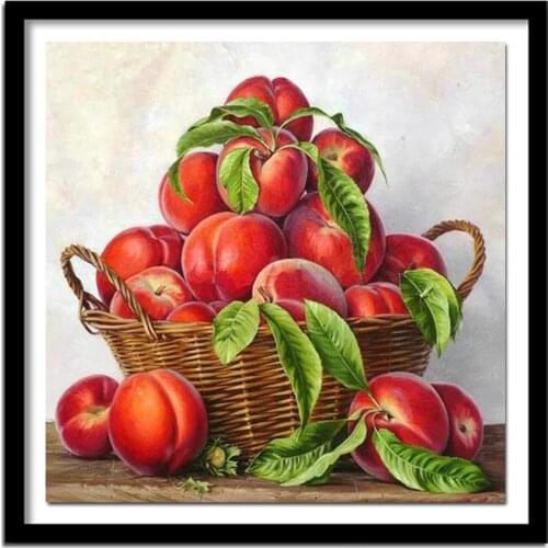 GOANG 3D Full Resin Square Diamond Painting 5D Diamond embroidery Peach Fruit Needlework Cross Stitch Home Decoration