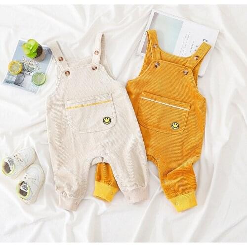 Toddler Baby Overalls 2021 New Arrival Kids Boys Girls Casual Pocket Jumpsuits Cute Corduroy Bodysuits for Children Baby Clothes