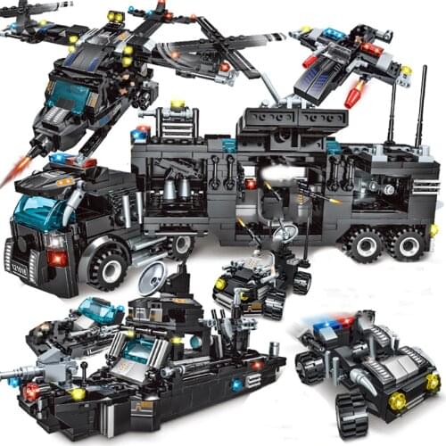 2020 715PCS Building Blocks City Police Series Toys Vehicle Aircraft Boy Toy Truck Blocks Compatible INGlys Model Bricks