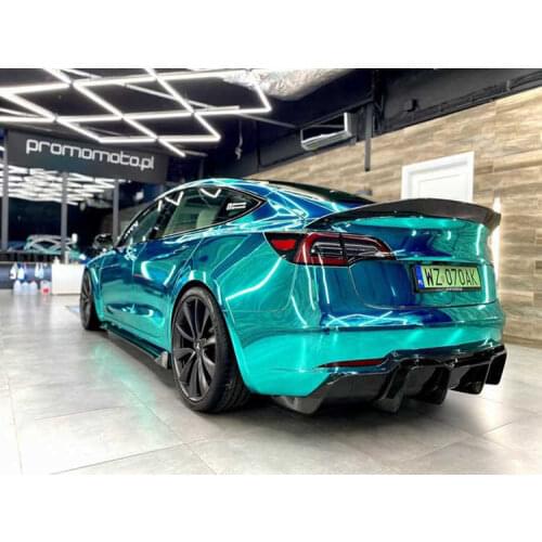 Suit For Model Tesla 3 Modified Carbon Fiber Small Paage v Style Front Side Skirt，Ba Lip Tail Wing，No Perforation