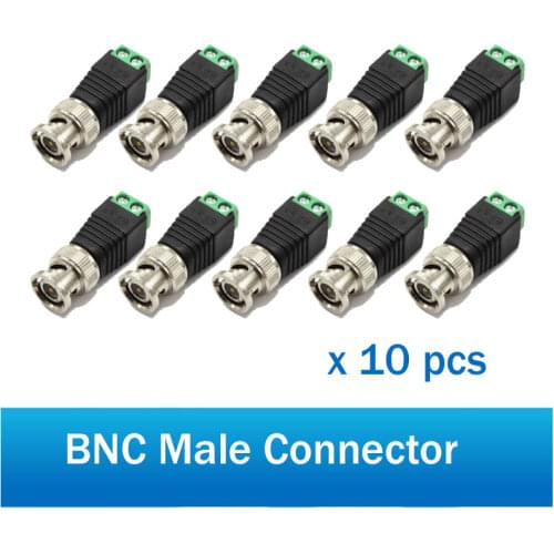 10pcs Male Metal BNC Connector with DC Connector Plug Screw Terminal UTP Video Balun for CCTV Surveillance Camera CCTV system