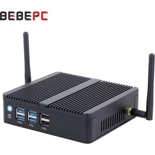 BEBEPC HTPC Fanless Mini PC Windows 10 Intel Core i3 4005U i5 5300U 4200Y DDR3L WiFi HDMI 8*USB HTPC Office Mini Computer