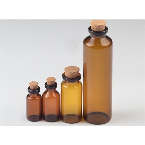 2ml 5ml 10ml 50ml Amber Glass Vials with Cork Empty Brown Tiny Glass Jars Mini Glass Bottles Vials Jars Containers 24units
