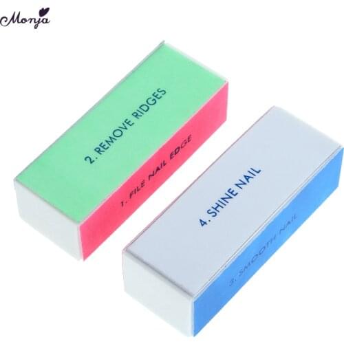 Monja 2pcs Nail Art Sponge Buffer Block Set 3D Manicure Pedicure Tips Polisher Buffing Filing Sanding Shiny Block Pro Salon Kit