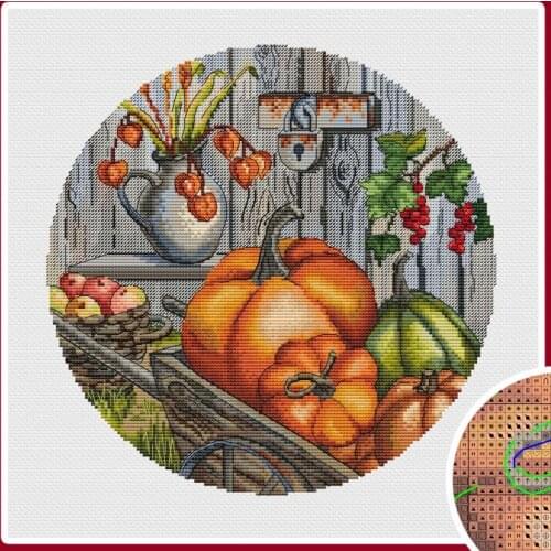 Stich Cross Stitch Kits Craft Harvested pumpkin 35-35 Counted cross stitch Needlework Embroidery Cross-Stitching