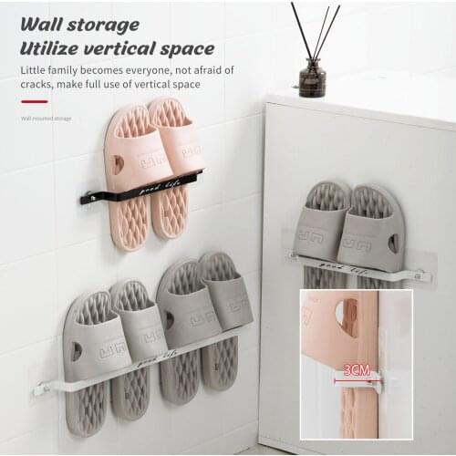 Wall-Mounted Slipper Rack Bathroom Toilet Free Punch Shelf