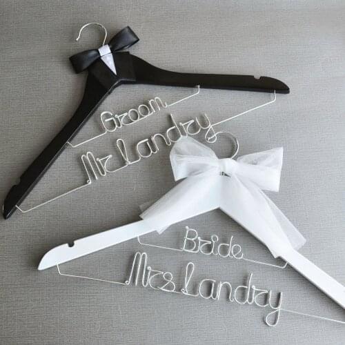 Personalized Bride and Groom Hanger SET, Custom Wedding Hanger Engagement Gift, Shower Gift, Mr Mrs Hangers
