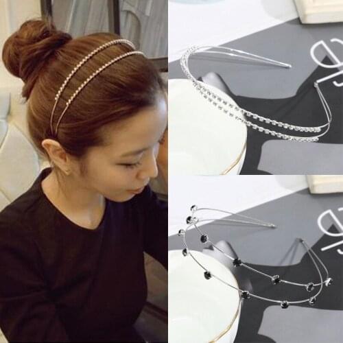 Women girls Hair band hoops Simple alloy Headband Scrunchies Hairbands ropes Headdress Pearl Hair Accessories for women girls