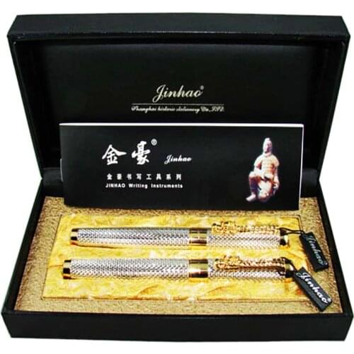 Jinhao 1200 Vintage Luxurious Silver Metal Fountain Pen & Rolllerball Pen In Noble Gift Box, Dragon Clip Ink Pens Collection