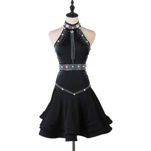Sexy Lading Dance Show Match Diamond Suit High Lead Dress Rumba Just Will Pendulum Dance Skirt