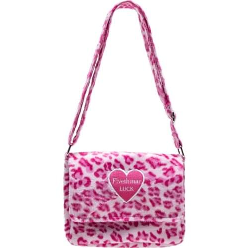 NEW Fashion Leopard Print Crossbody Bag Women Plush Soft Casual Shoulder Messenger Bag 2020 Fluffy Female Leopard Handbag