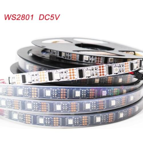 5m DC5V WS2801 LED Strip Magic Dream Color Individually Addressable 32LEDs/M full Color WS2801 Chip SMD 5050 RGB Lamp Tape
