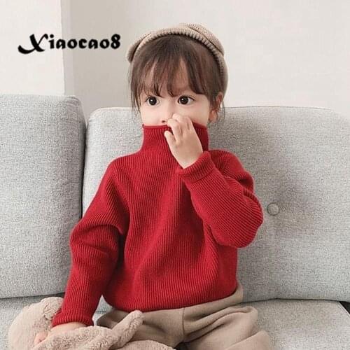 6 Colors Baby Girl Sweater Autumn Winter Kids Turtleneck Knitted Bottoming Shirts Toddler Fall Clothes Pullover Tops 2 4 6 8 9