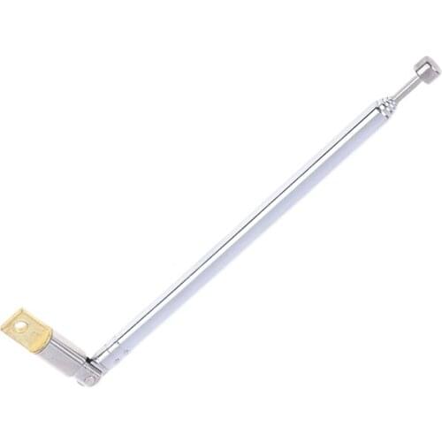 1Pc 37cm 5 Section Telescopic Stainless Steel AM FM Radio Universal Antenna