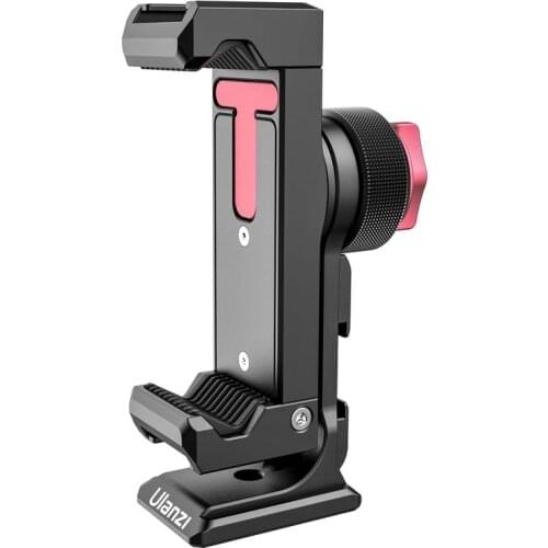 Ulanzi ST-27 Iron Man IV Metal Phone Clip 360° Vertical Shooting Smartphone Clamp With Cold Shoe 1/4'' Arca Tripod Mount Base