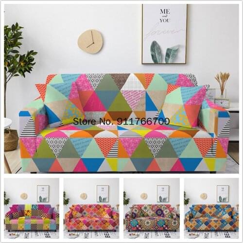 Geometric Spandex Universal Corner Sofa Covers Elastic Sofa Cover Set for Living Room Furniture Protector Armchair Corner Couch