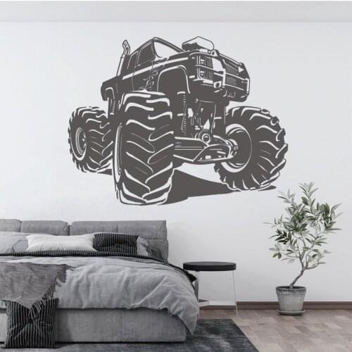 Monster Truck Vinyl Wall Sticker Travel Off-road Locomotive Car Repair Shop Boy Teen Garage Room Decoration Decal Wallpaper Gift