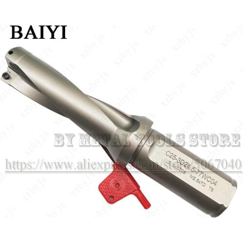 WC Type U Drill Indexable 24.5mm 3D Drill Bit C25 WC04 CNC High Quality Drilling Precision CNC WC-24.5-3D-C25 High Speed Drill