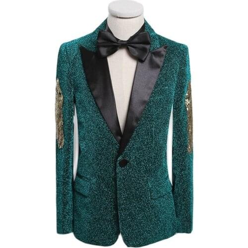 Green Sequined Kids Suits 2021 Children Blazes Flower Wedding Party Dress Boys Clothes With Button