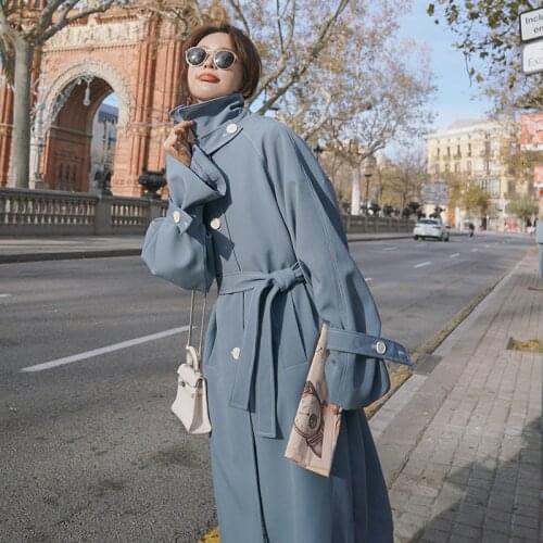 Womens Clothing Solid Trench Coat For Women Casual Womens Light Windbreakers Button Pockets Sashes Long Womens Autumn Coat