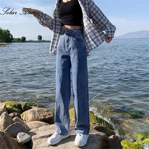 Free Shipping 2021 Summer Womens New Wide-Leg Jeans High-Waist Thin Fashion Casual Loose Drape Straight Mopping Pants