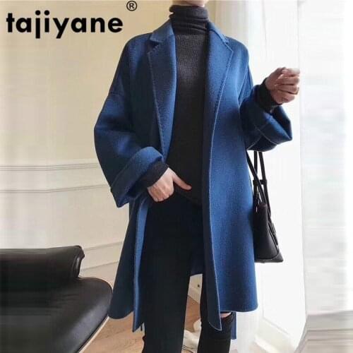 Tajiyane Women 100% Wool Coat Winter Autumn Blends Coats and Jackets Woman Clothes Long Fashion Womens Jacket Female WPY582