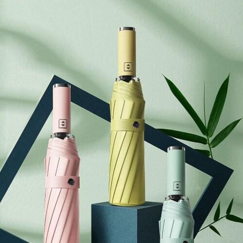 New 12K Three-folding Automatic Umbrella Rain Women Sunny/Rainy Windproof Anti-UV Umbrella For Male Female Summer Winter Parasol