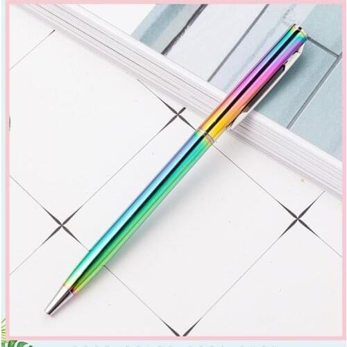 10 Pcs Rainbow Colorful Ball Pen Rotating Metal Ballpoint Pen Stationery Ballpen Office & School Supplies