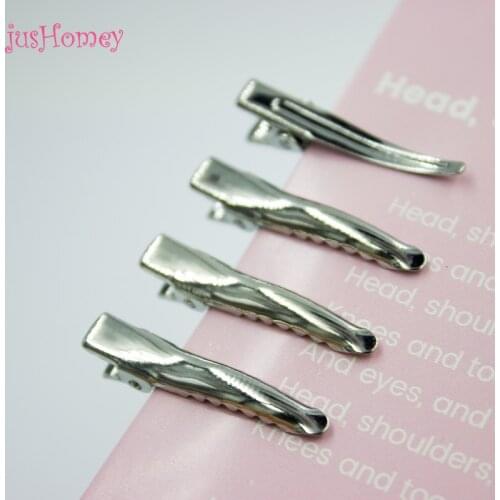 100PCS Single Prong Metal Alligator Hair Clips 35mm Silver Tone Hair Clip Blank Accessory for Wedding Party Hair Jewelry