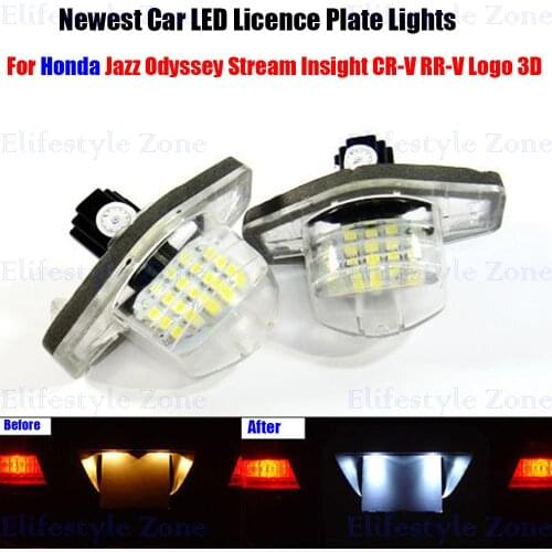 2 x LED Number License Plate Lamps OBC Error Free 18 LED For Honda Jazz Odyssey Stream Insight CR-V FR-V