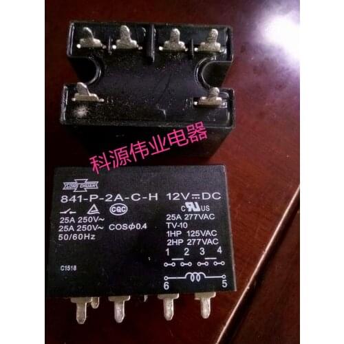 841-P-2A-C-H 12VDC Relay 25A 6-pin 841-P-2A-C-H 12VDC