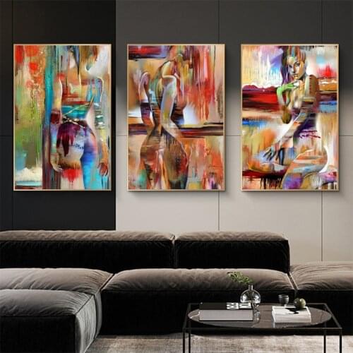 Abstract Colorful Sexy Nude Women Canvas Painting Posters and Print Graffiti Wall Art Picture Cuadros Home Decoration Room Decor