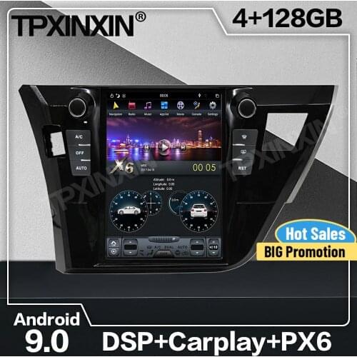 128G Tesla Screen Carplay Android Car Radio 2 Din Stereo Receiver For Toyota Corolla 2014 2015 2016 Auto GPS Audio Recorder Unit