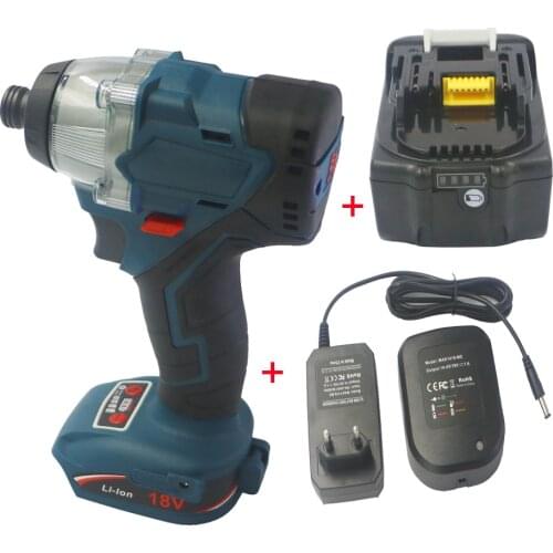 18V Brushless Cordless drill Quick Shift 4 Speed Impact Drive I4W5R Hex Chuck Tool with 6.0AH li-ion battery charger for makita