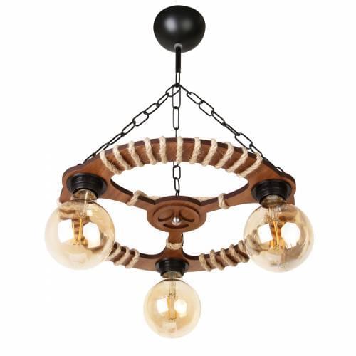 Wooden Chandelier Three Bulb Ceiling Lamp Decorative Authentic Handmade Polished First Quality MDF Art Home Decor