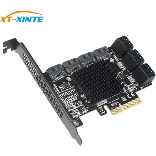 For Marvell 88SE9215 chip 8 ports SATA 3.0 to PCIe expansion Card PCI express SATA Adapter SATA 3 Converter with Heat Sink HDD