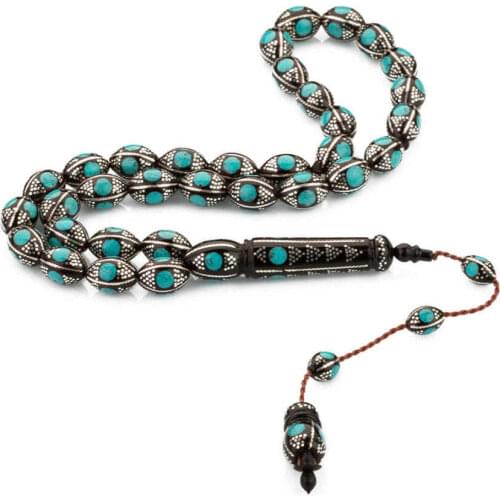 Silverworked Kuka Wood Rosary (Tasbih) with Chalchuite