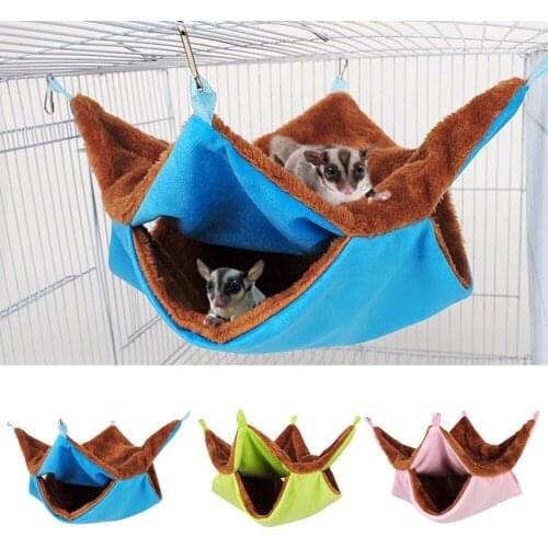 Double Thick Plush Warm Bed Rat Hammock for Hamster House Hanging Nest Sleeping Bag Hanging Tree Beds Guinea Pig Hamster Cage