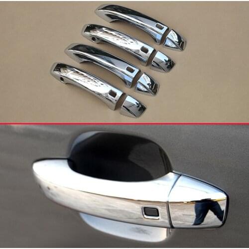 Glossy Chrome Door Handle Cover For Audi Q7 4M 2016 2017 2018 Keyless Exterior Molding Overlay Trims