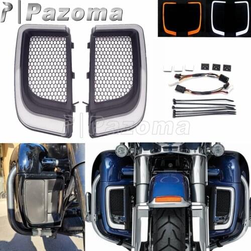 Motorcycle White Running Light & Amber Turn Signal Lower LED Fairing For Harley Touring Road Street Electra Glide Tri Glide CVO