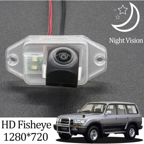 Owtosin HD 1280*720 Fisheye Rear View Camera For Toyota Land Cruiser 80 1989-2007(with spare wheel) Car Parking Accessories