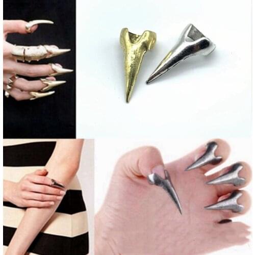 Rock Punk Dragon Claw Long Knuckle Steampunk Metal Joint Armor Finger Ring for Women Full Gothic Rings Men Halloween Accessories