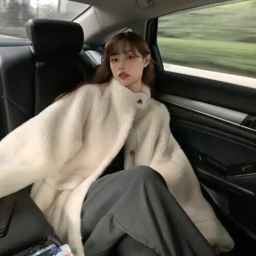 Lamb wool jacket cardigan cotton-padded jacket