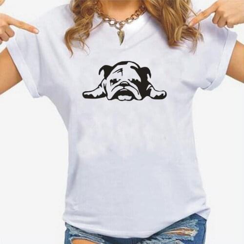 Summer Short Sleeve Casual Tshirt Harajuku Tee Shirt Femme Funny ENGLISH BULLDOG TIRED Print T Shirt Women Tops Camiseta Mujer