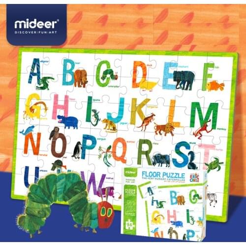 Mideer 48 Pieces Alphabet Art Floor Puzzle The Very Hungry Caterpillar By Eric Carle Big Jigsaw Puzzles For Baby Kids 3Y