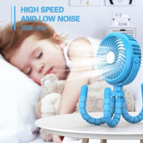 USB Rechargeable Mini Fan 3 Speeds Clip on Fan with Flexible Tripod&LED Light 360 Degree Rotation Hand Fan For Stroller Car Seat