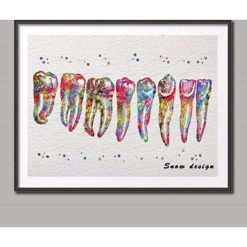 Modular picture poster print original tooth colorful tooth root anatomy canvas painting medicine wall art doctor office decor