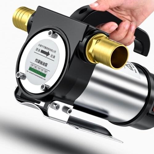 Small Portable Reversible Electric Oil Pump 12V/24V/580W Stainless Steel Diesel/Kerosene Self-Priming Oil Suction Pump